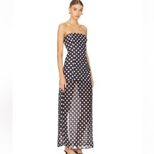 Strapless Black & White Polka Dot Maxi Dress